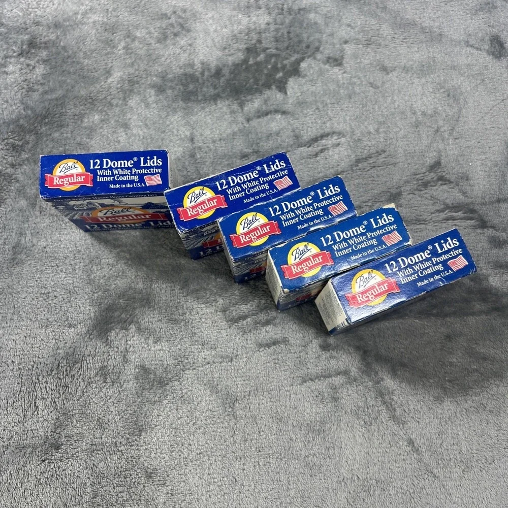 Ball Regular 12 Dome Lids Lot Of 60 USA MADE White Protective Coating NOS SEALED